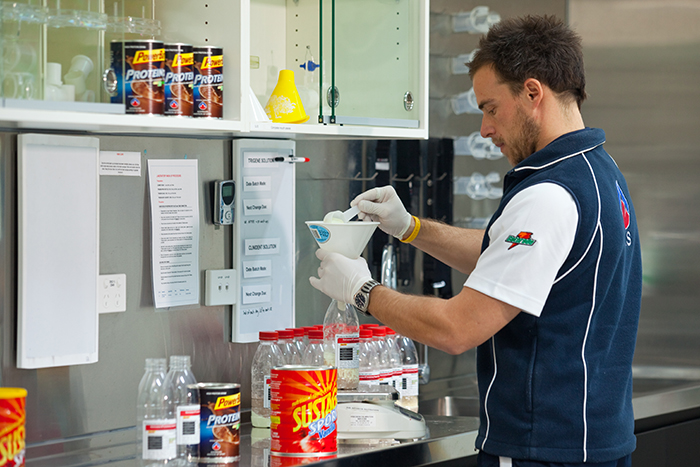 AIS Nutrition Adam Zemski making protein shakes 2012
