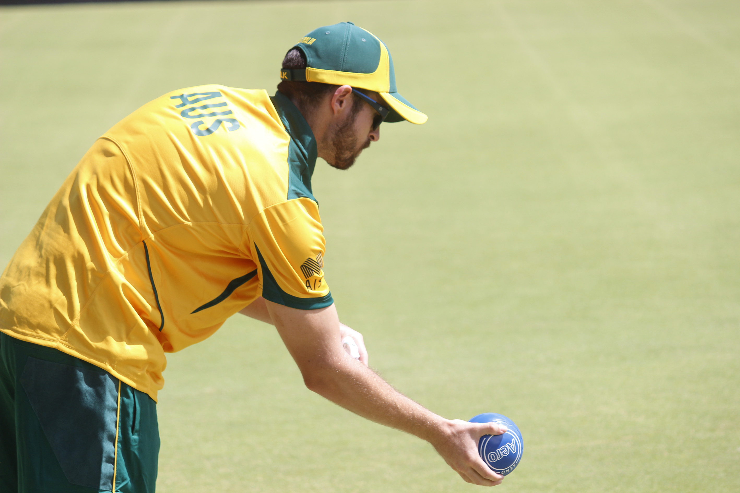 Bowls Australia athlete Cody Packer training at the AIS