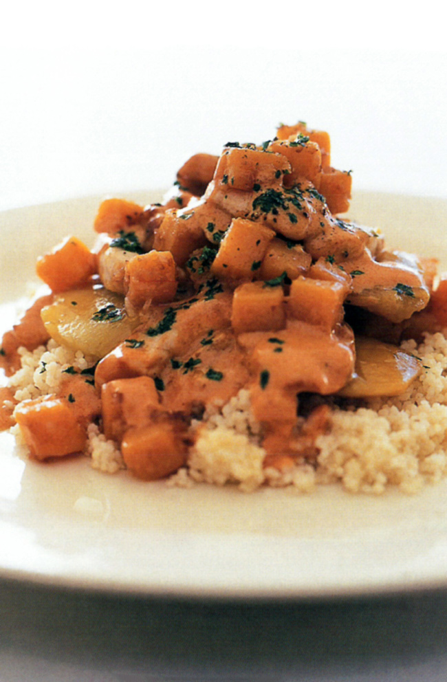 HINT: Canned mango makes this dish possible year round, but use fresh mango when in season. Add green vegetables to make a complete meal