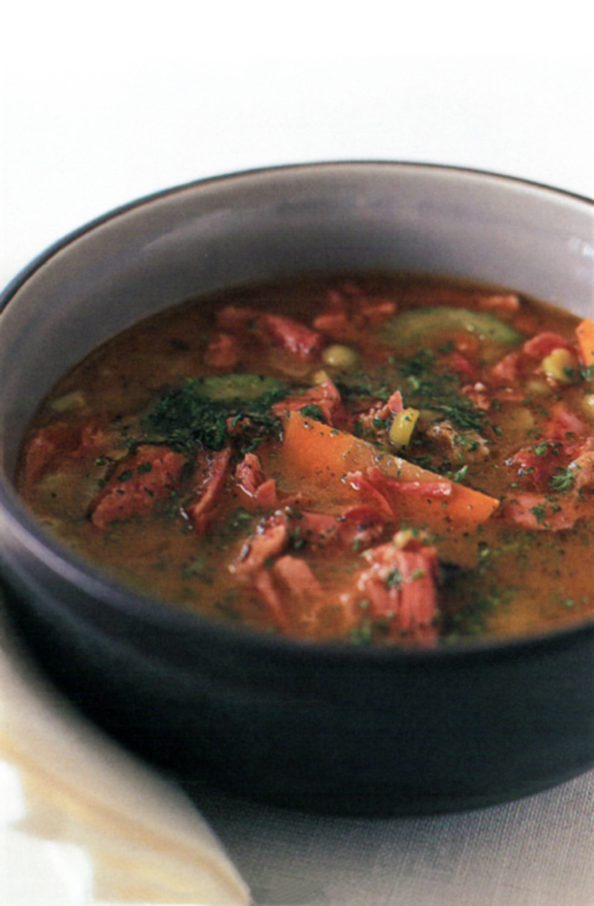 HINT: If you don't have time or have forgotten to soak the peas, add another 2 cups (500 mL) stock to the recipe and cook for an extra 30-40 minutes or until the peas are very soft, before adding the ham. Serve with Turkish-style bread or pita bread.