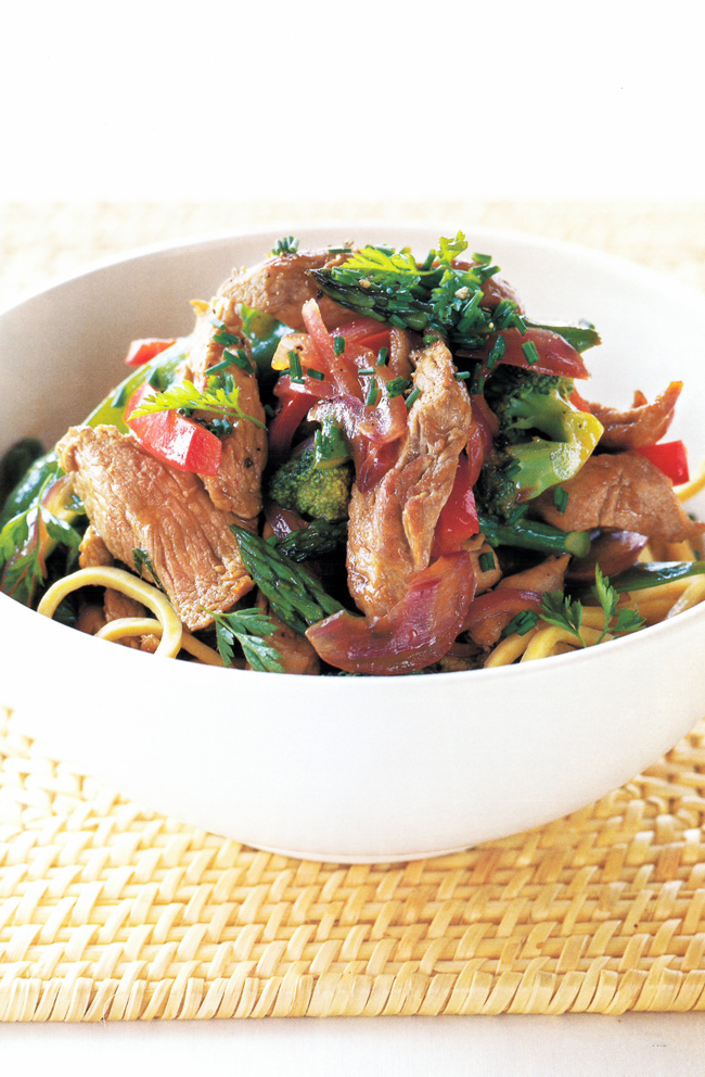 HINT: Vary with thinly sliced chicken breasts instead of pork