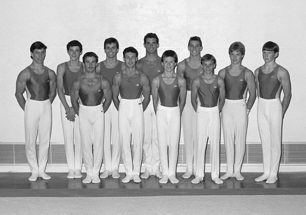 AIS Gymnastics Program men's team photo 1986