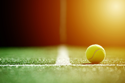 Tennis ball on a court