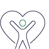 A person standing with arms in the air surrounded by a heart