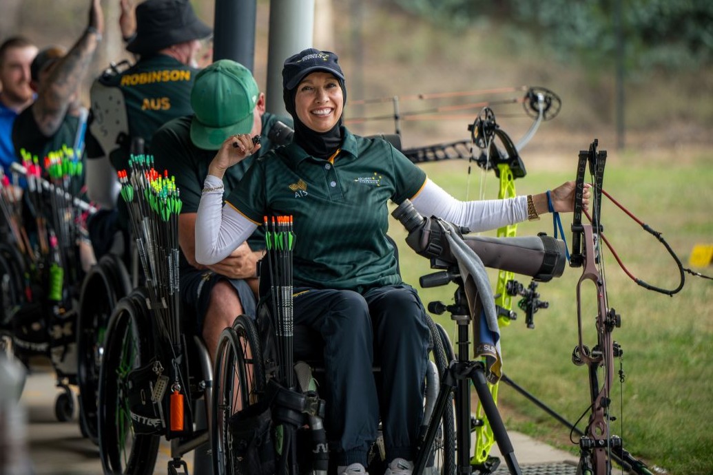 Ameera Lee during a Para-archery camp at the AIS