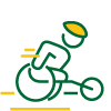 An athlete racing in a wheelchair