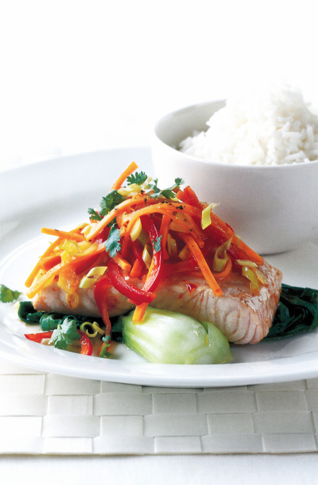 HINT: If you don't have a wok and steamer, these parcels can be cooked in the microwave but ues baking paper in place of the foil. They can also be cooked on a baking tray in a preheated 180°C (350°F) oven for 10-15 minutes or until tender