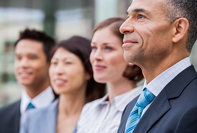 Corporate staff standing in a line
