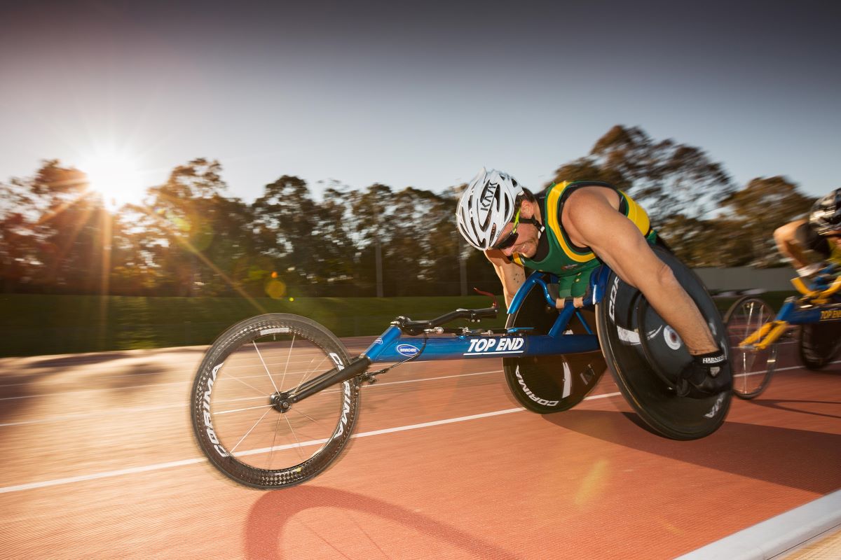 Wheelchair racer on the athletics track