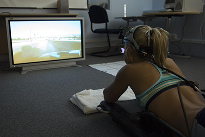 An athlete undergoing skill acquisition testing