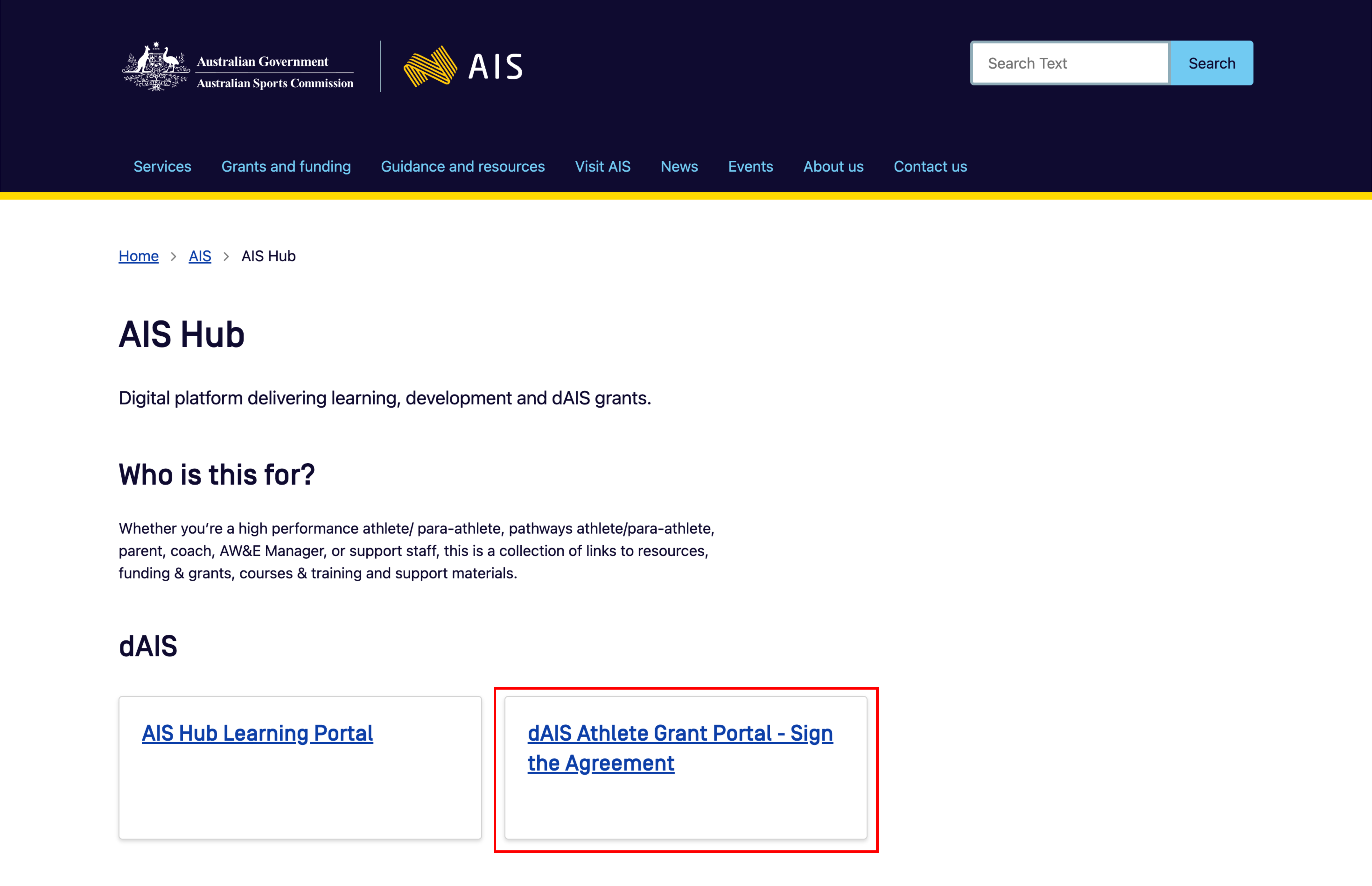 AIS hub homepage