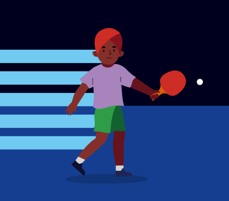 Illustration of someone playing table tennis