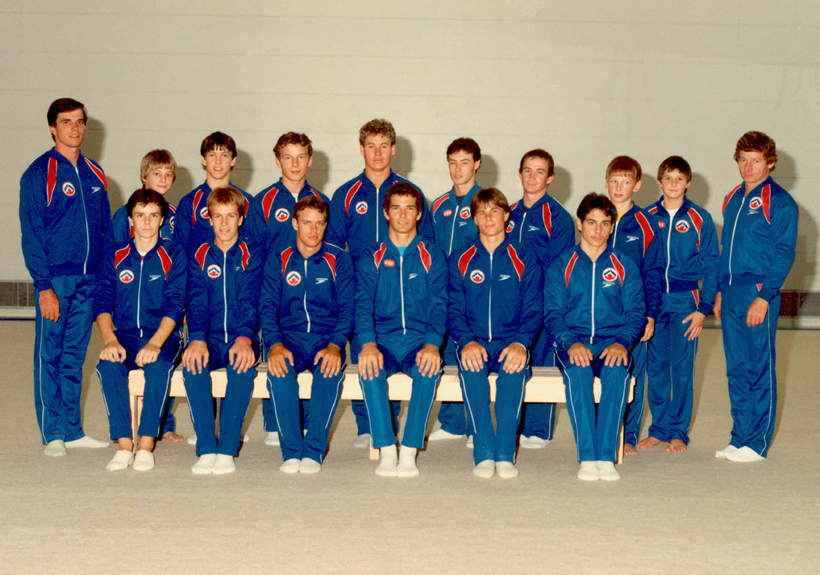 AIS Gymnastics Program men's team photo 1984