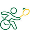 A Wheelchair Tennis player hitting the ball