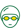 A person with a swimming cap and googles