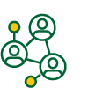 Multiple people arranged in circles with lines connecting them