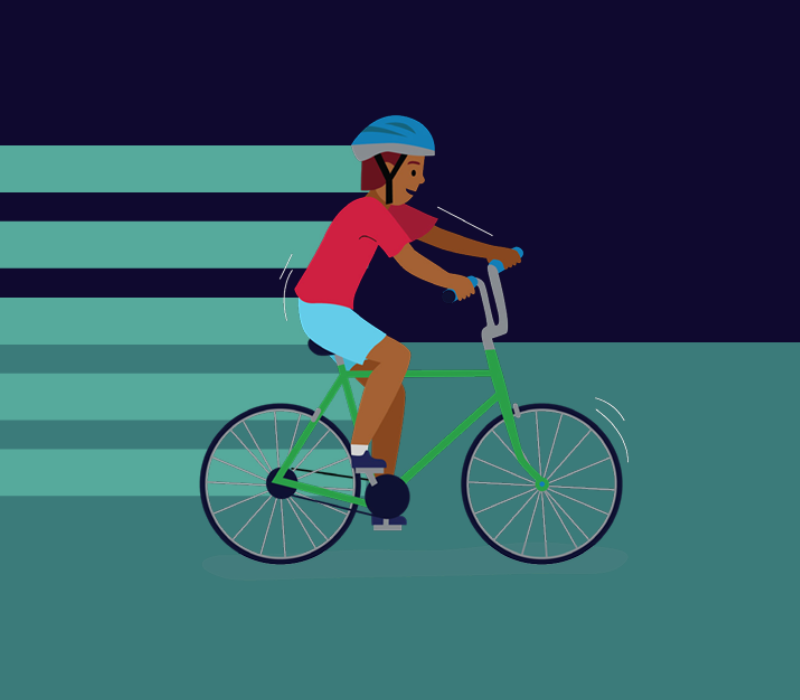 Illustrations of someone riding a bike in a triathlon