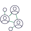 Multiple people arranged in circles with lines connecting them