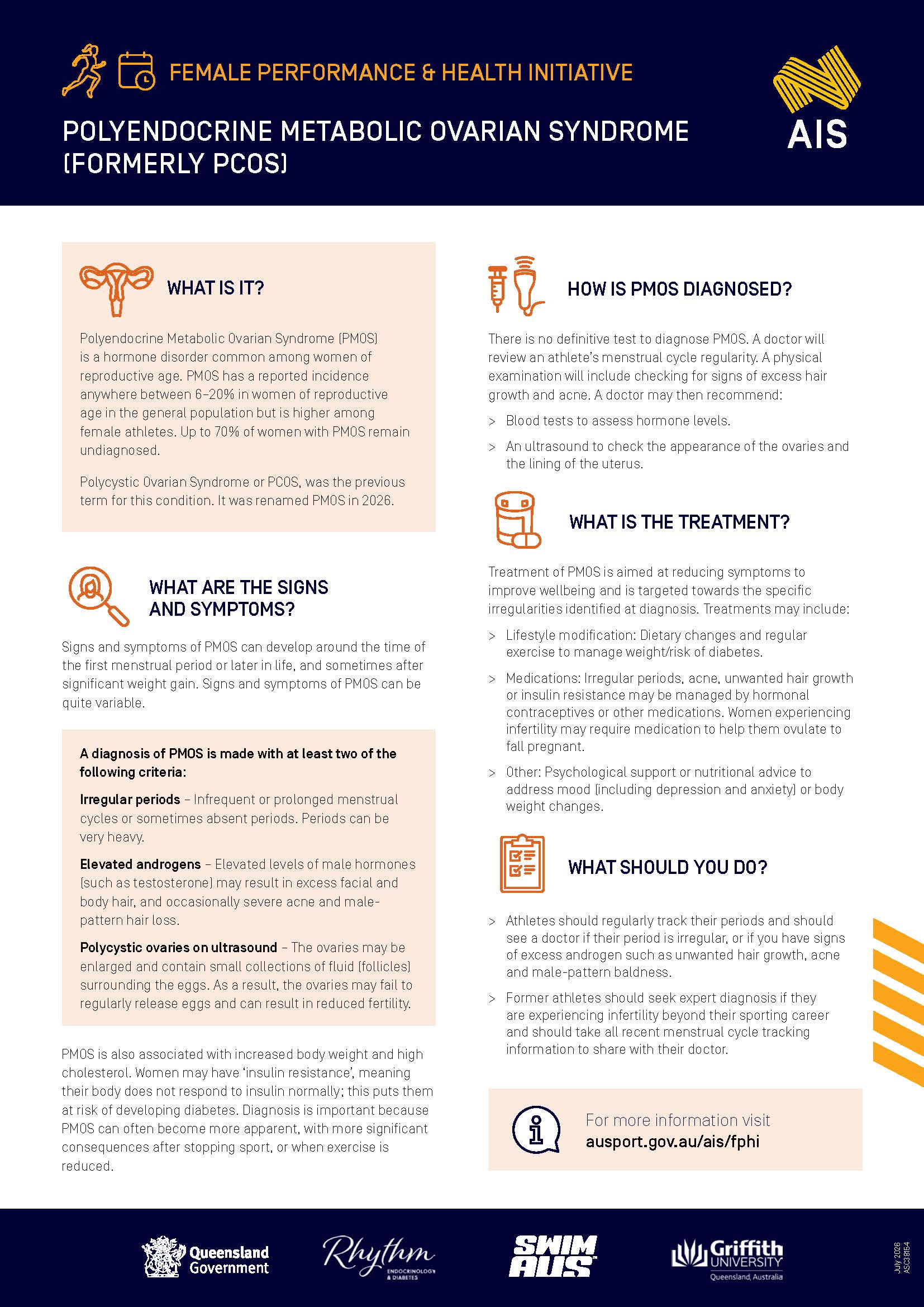 Screenshot of a factsheet about Polyendocrine metabolic ovarian syndrome