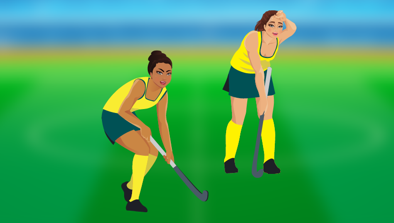 Two female hockey players
