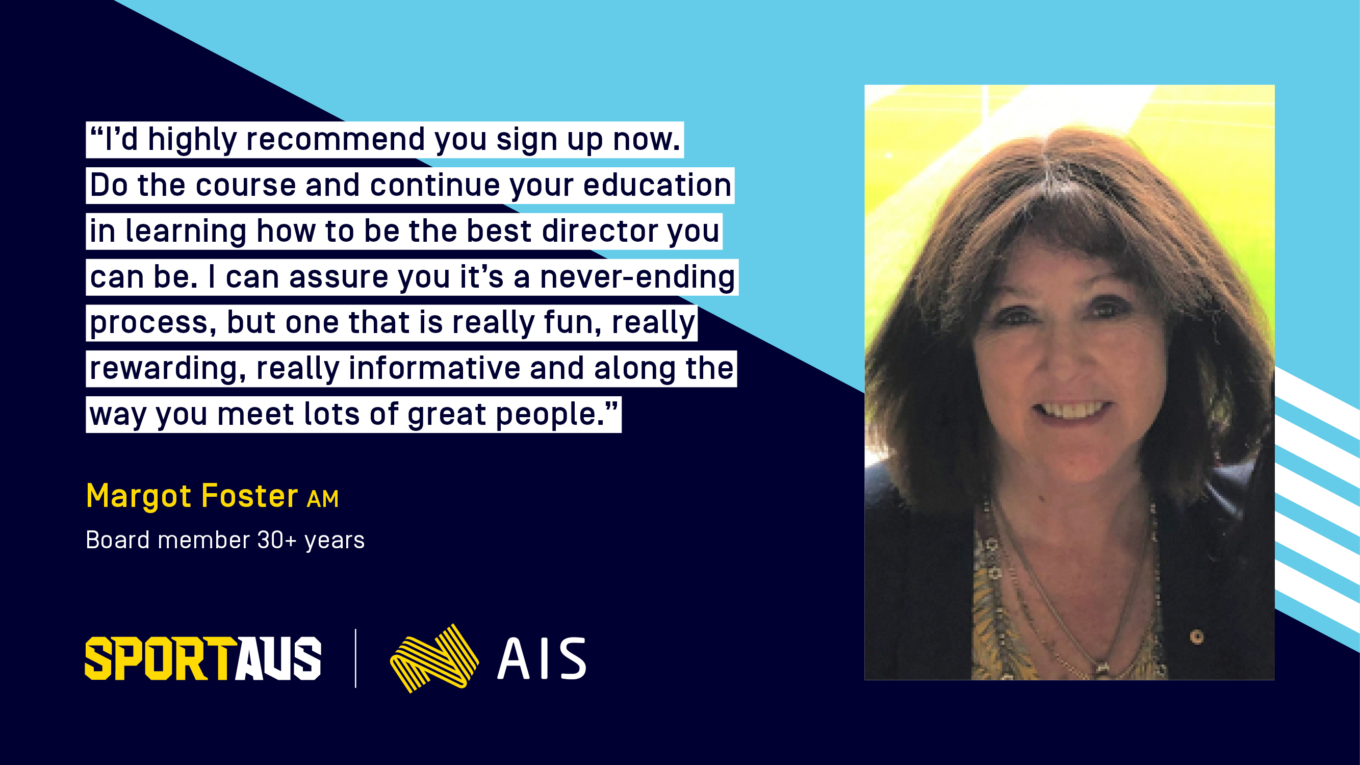 Director Education social tile - featuring Margot Foster AM