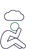 A person sitting on the ground with their head lowered, with a cloud above symbolising distress.