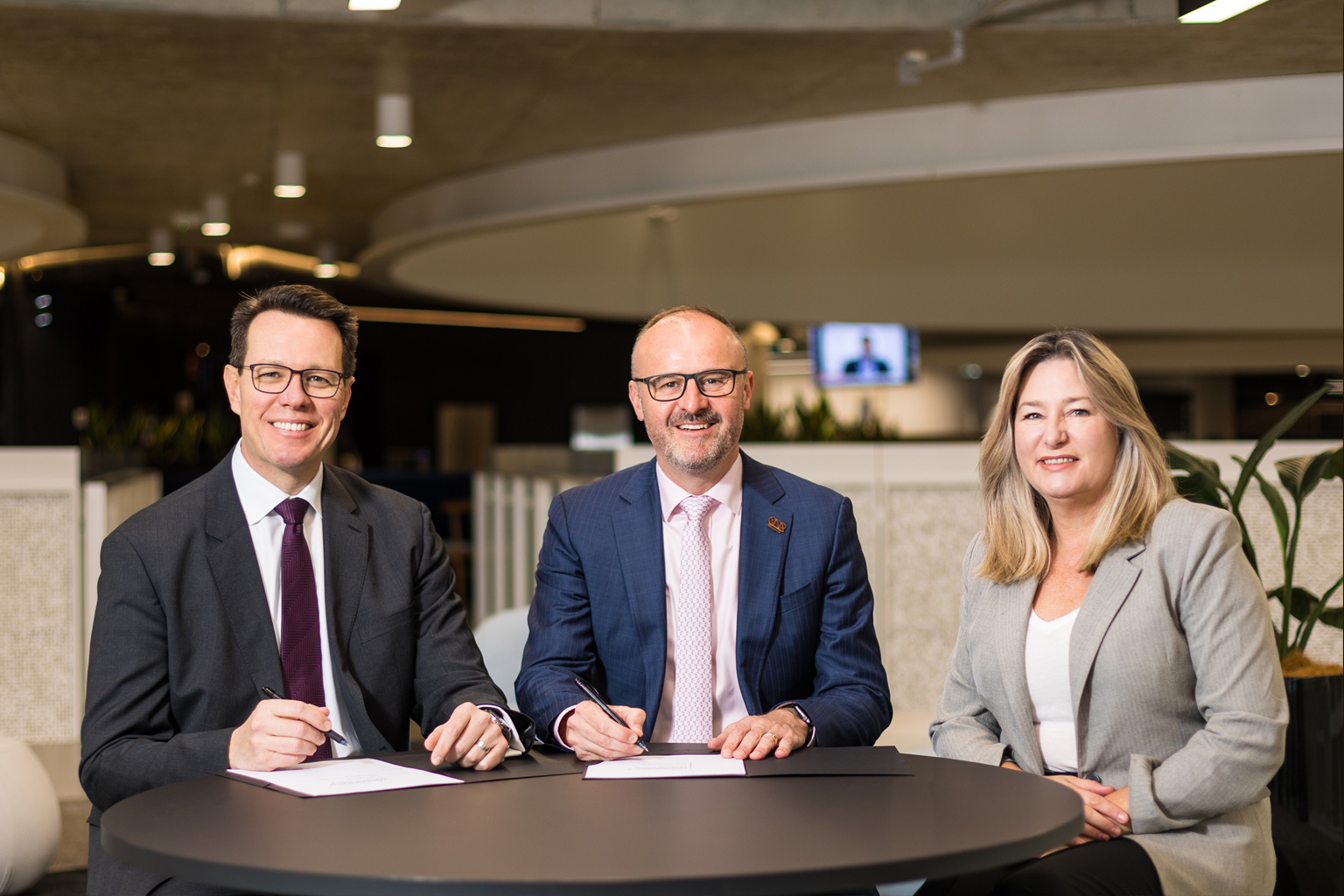 ASC CEO Kieren Perkins, ACT Chief Minister Andrew Barr MLA and ACT Minister for Sport and Recreation Yvette Berry MLA.