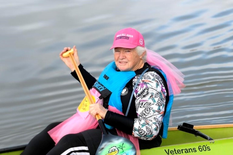 Julie paddling