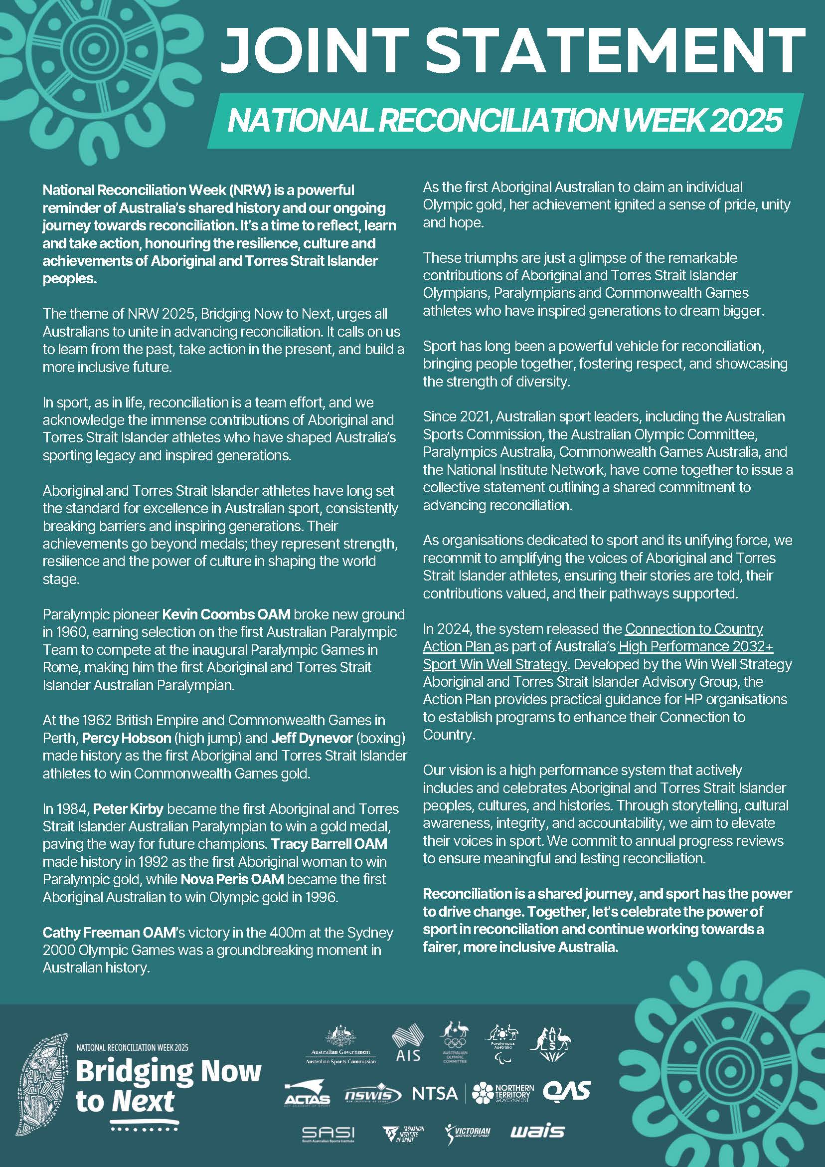 National Reconciliation Week 2025 Joint Statement