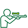Target shooter aiming a rifle