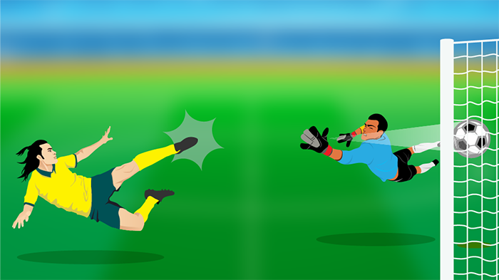 Man kicking football