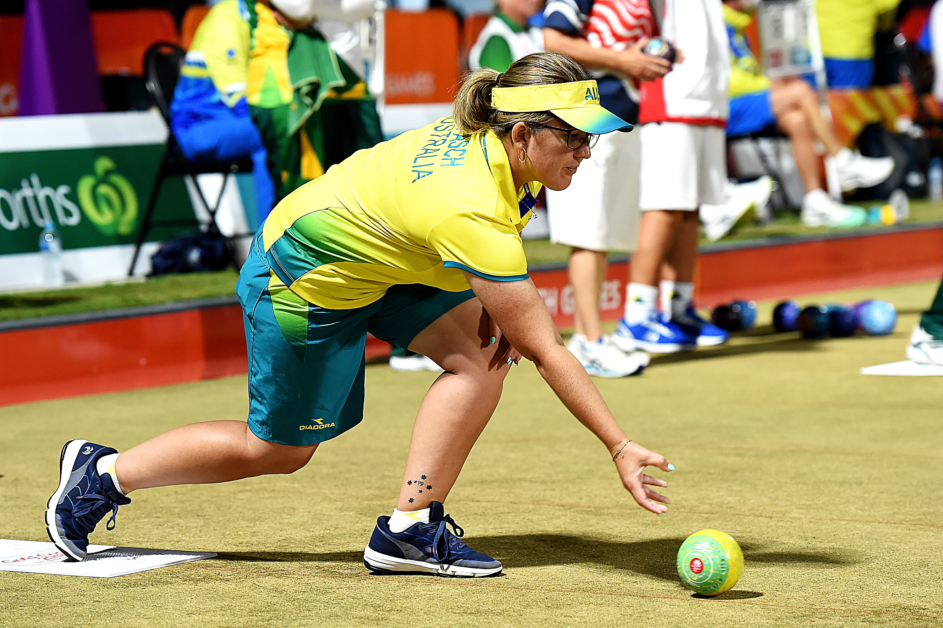 Lawn bowler Rebecca Van Asch competing at the 2018 Commonwealth Games