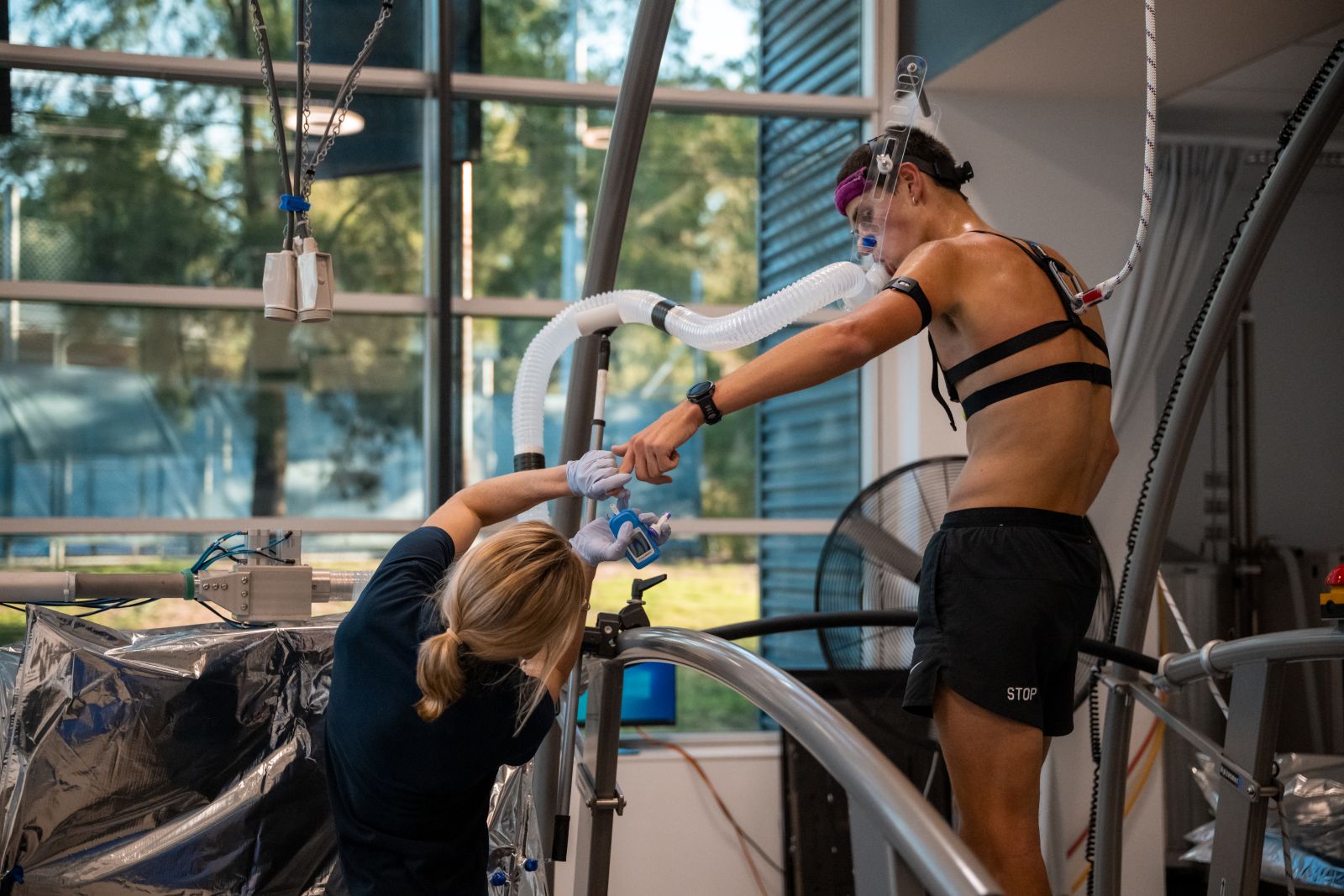 Cameron Myers in the AIS Physiology lab, where he undertook a lactate threshold test to help optimise his training sessions.