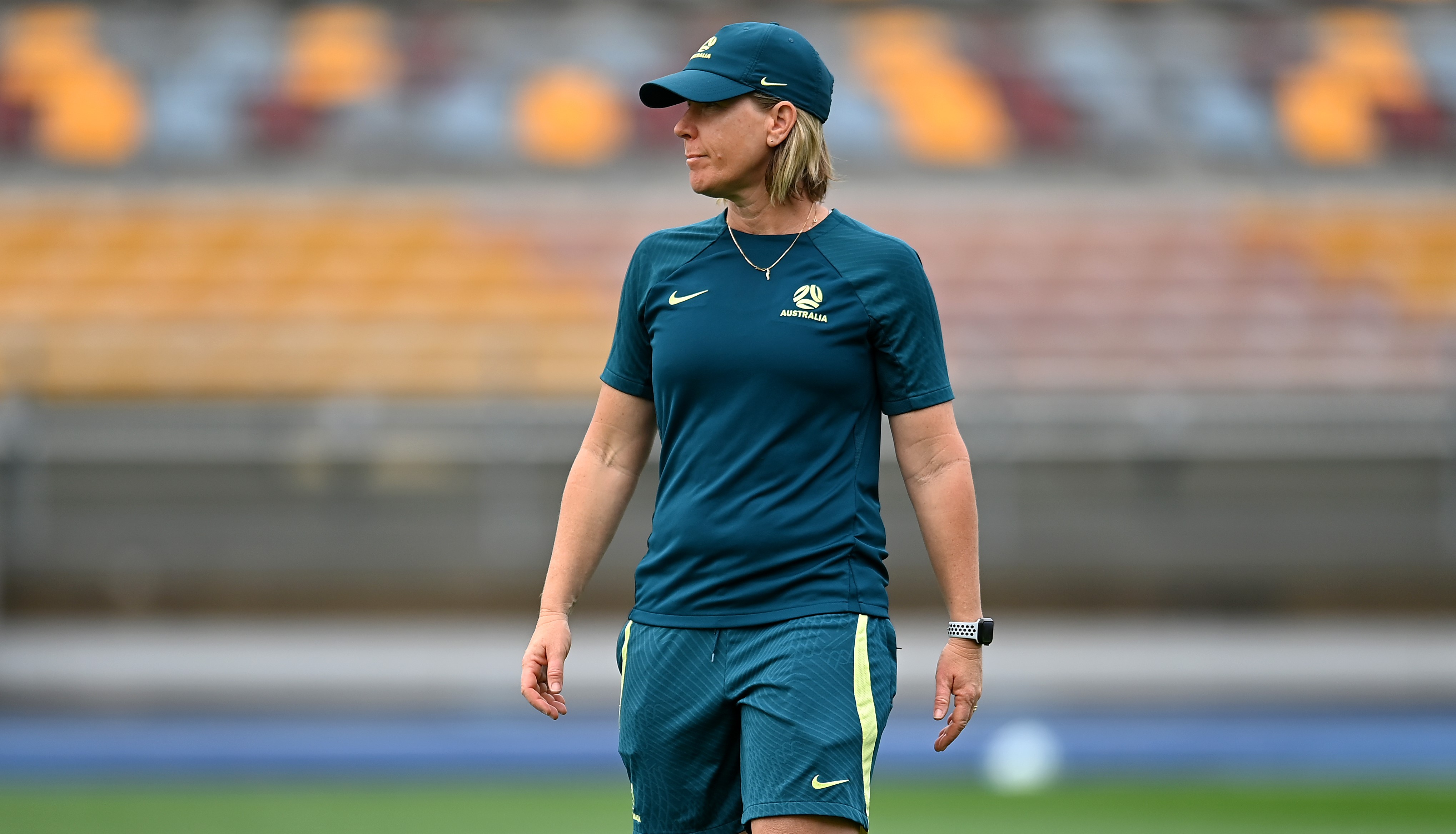 Matildas Assistant coach Mel Andreatta during training.