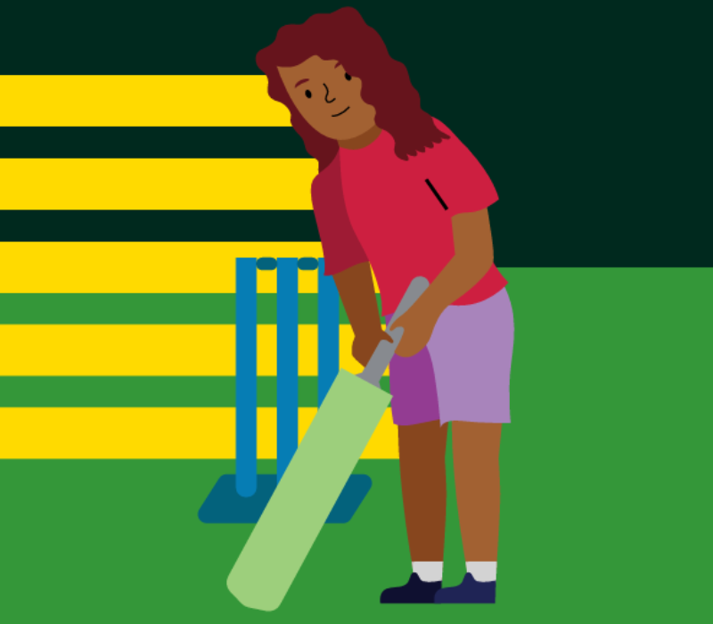 Illustration of someone playing cricket