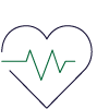 A heart shape with an electrocardiogram (ECG) line running through the centre