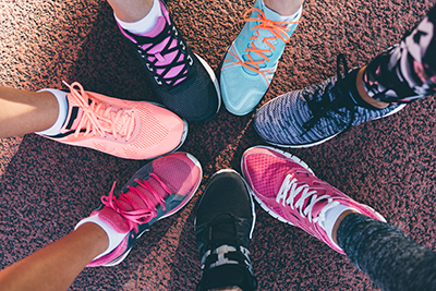 Running shoes in bright colours