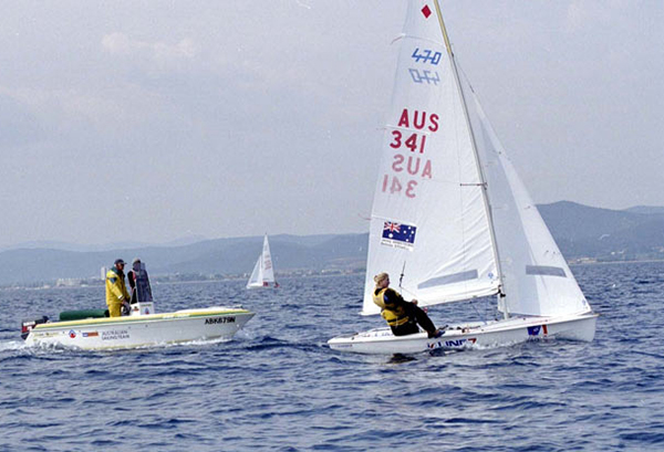 Australian sailing coaches watching athletes on the water