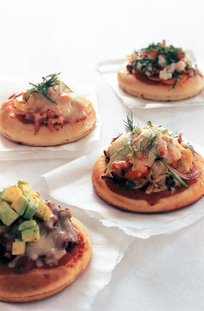 HINT: Pizzas with a thin crust, such as pita bread, will cook more quickly and may only take 15-20 minutes in the oven. If the bases have their own sauce, omit any extra pizza sauce from the recipe