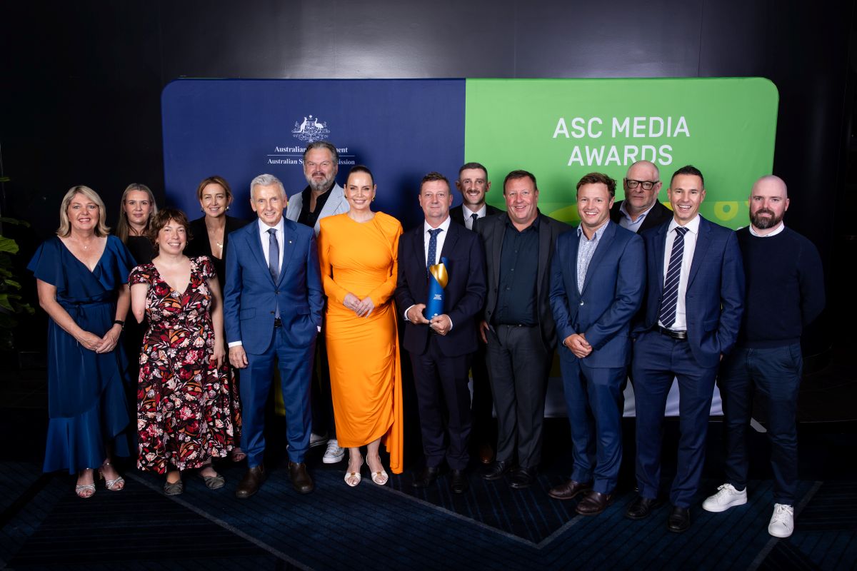 Group photo of award winners at the 2025 ASC Media Awards