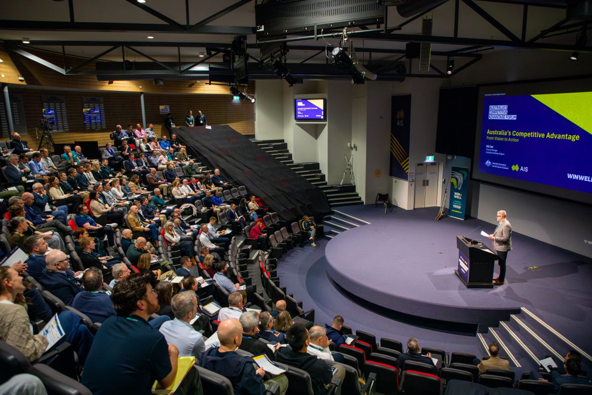 People listening to a presentation at Australia’s Competitive Advantage forum at the AIS.