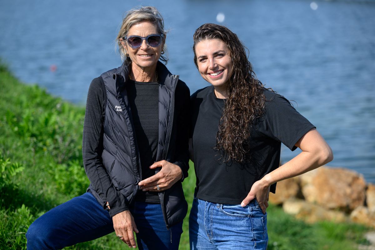 Myriam Fox with her daughter Jess Fox, whom she coached to gold medal success in K1 and C1 canoe events at the Paris 2024 Olympics.