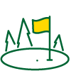 Golf course putting green and flag