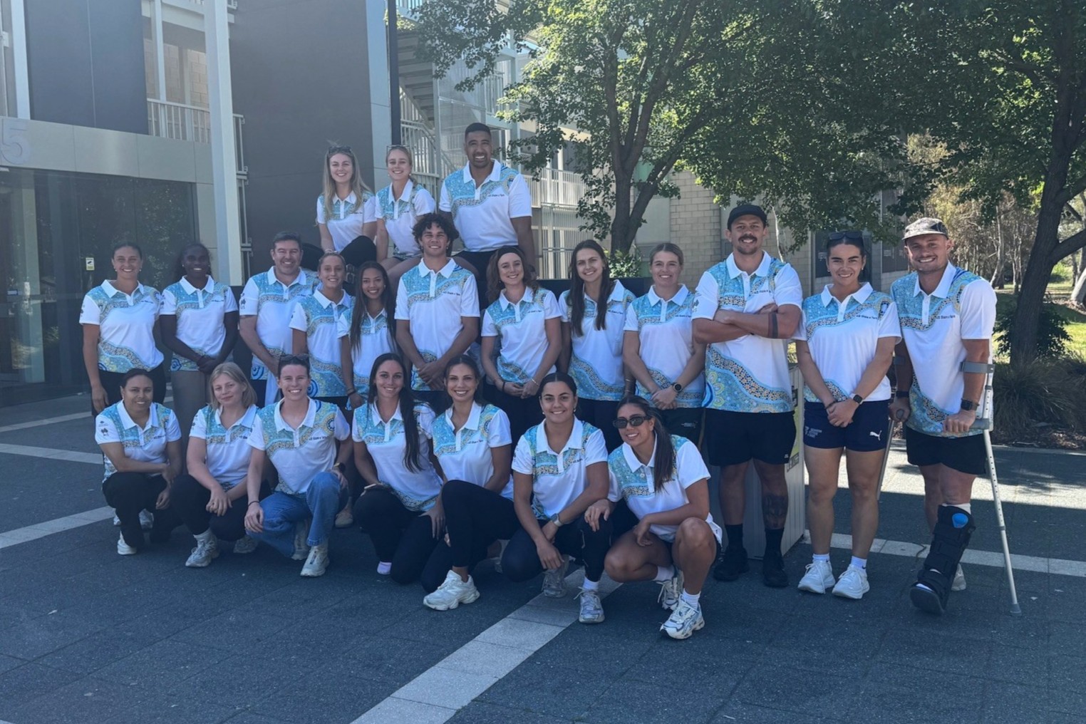 Group photo of athletes and staff at the 2025 AIS Share a Yarn Cultural Connection Camp