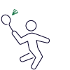 A person playing badminton hitting a shuttlecock