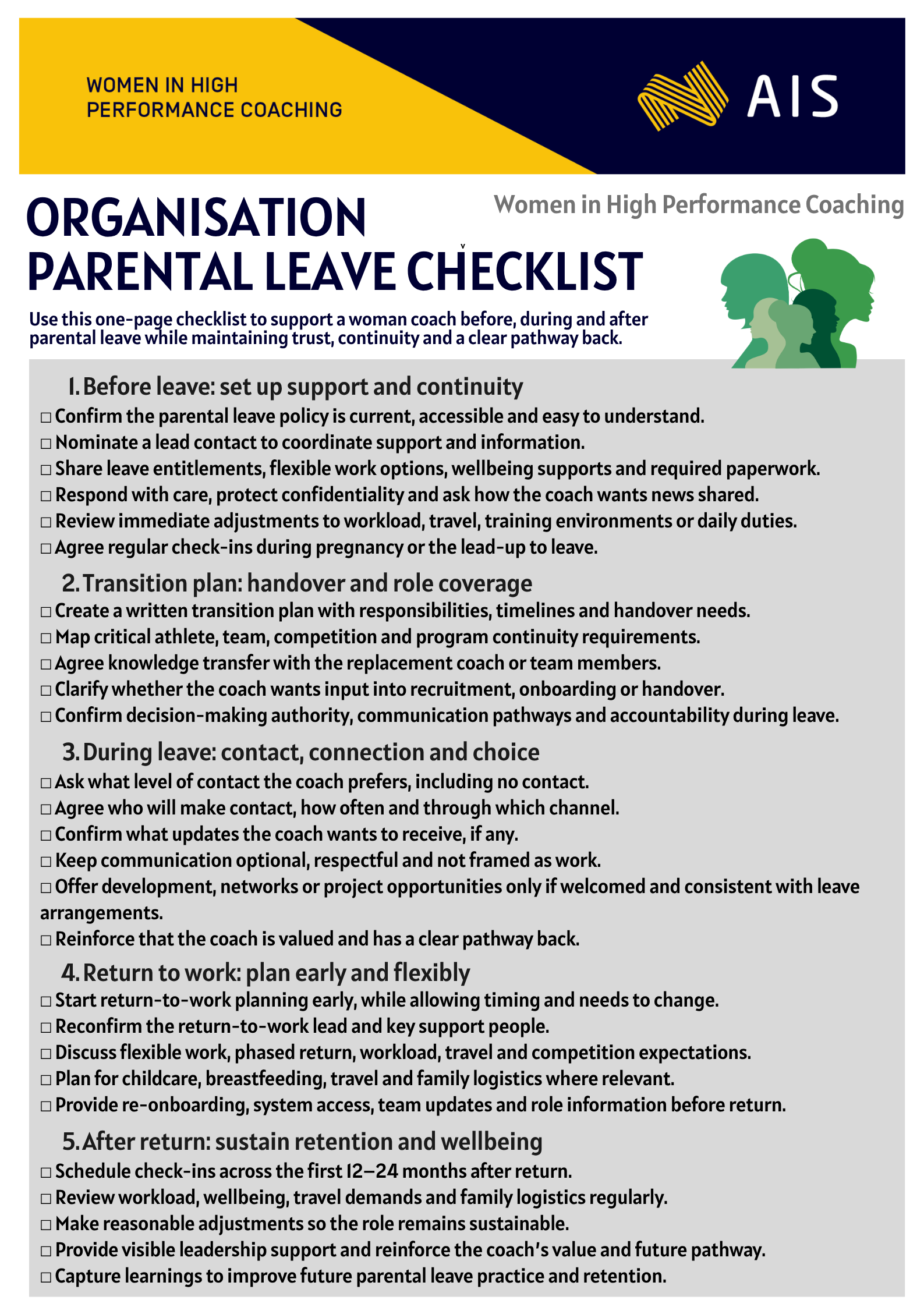 ORGANISATION – Parental Leave Checklist[M