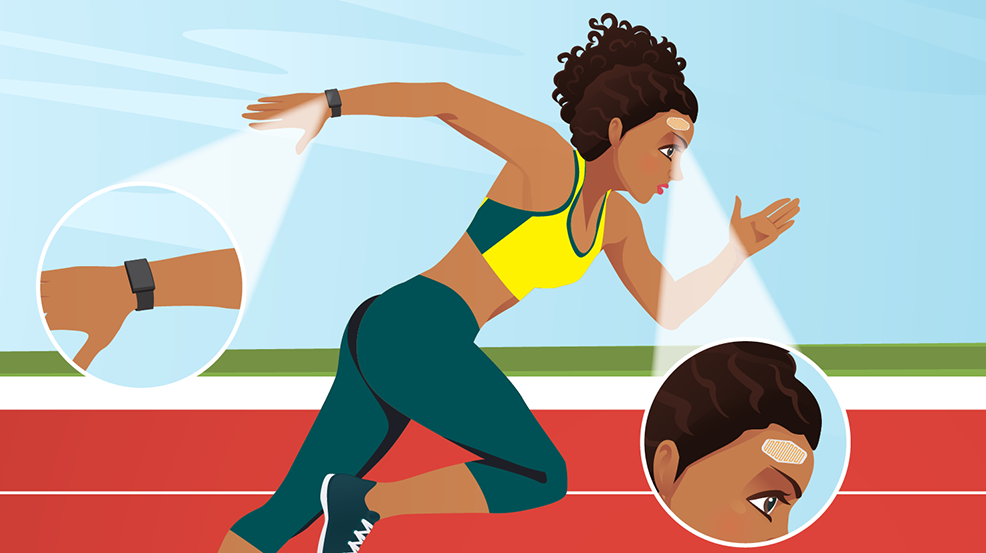 women running with a smart watch