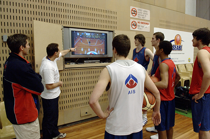 AIS men's basketball training Marty Clarke (Head Coach) and Adam Gorman (Skill Acquisition) 2005