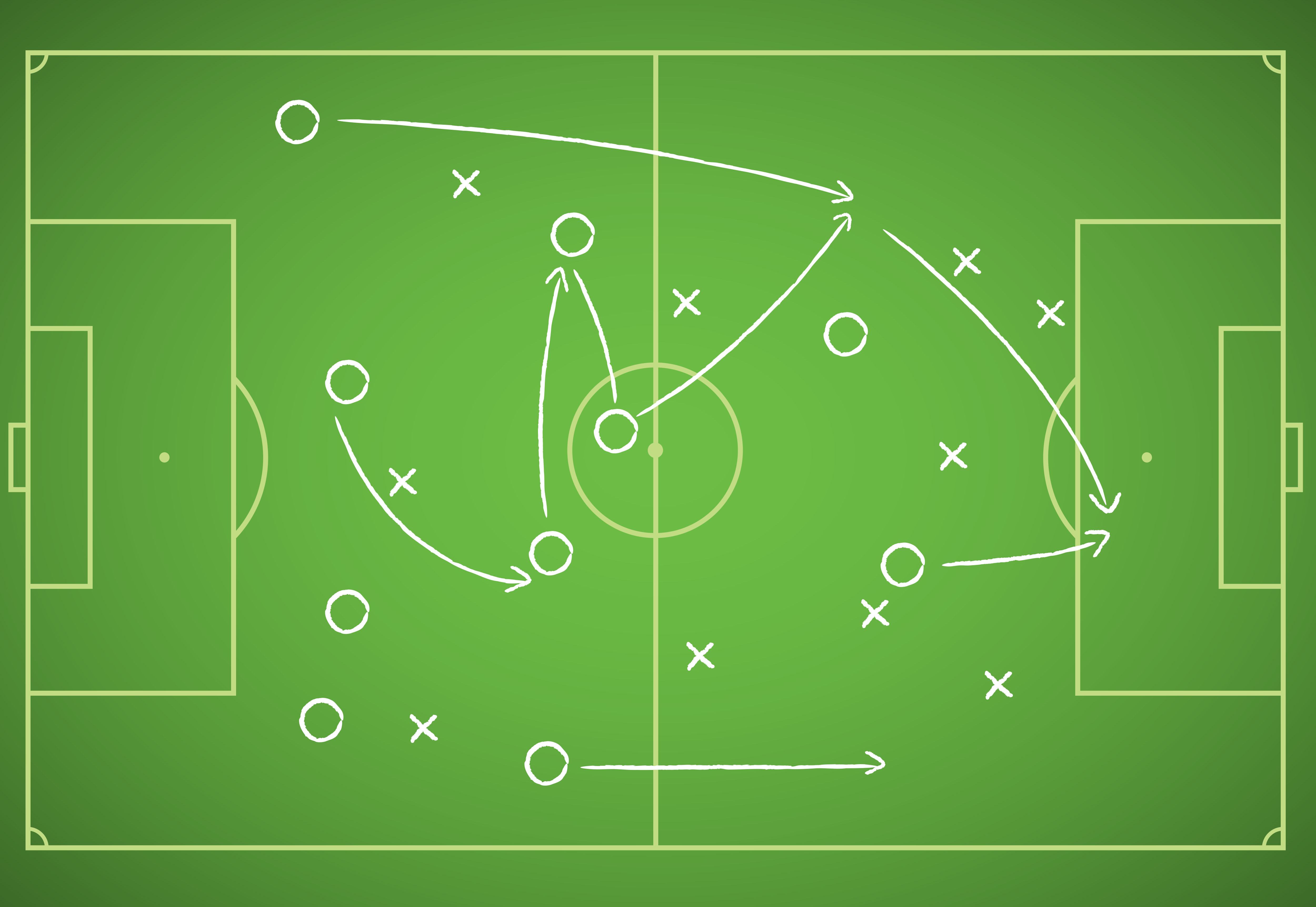 Football field with strategy for play