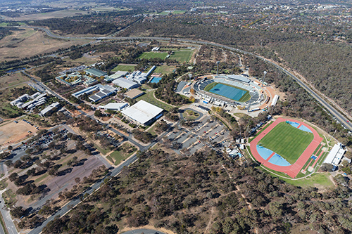 Aerial shot of the Australian Sports Commission Bruce campus rom 2015